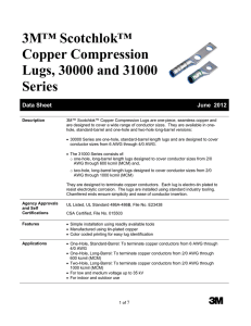 3M™ Scotchlok™ Copper Compression Lugs, 30000 and 31000