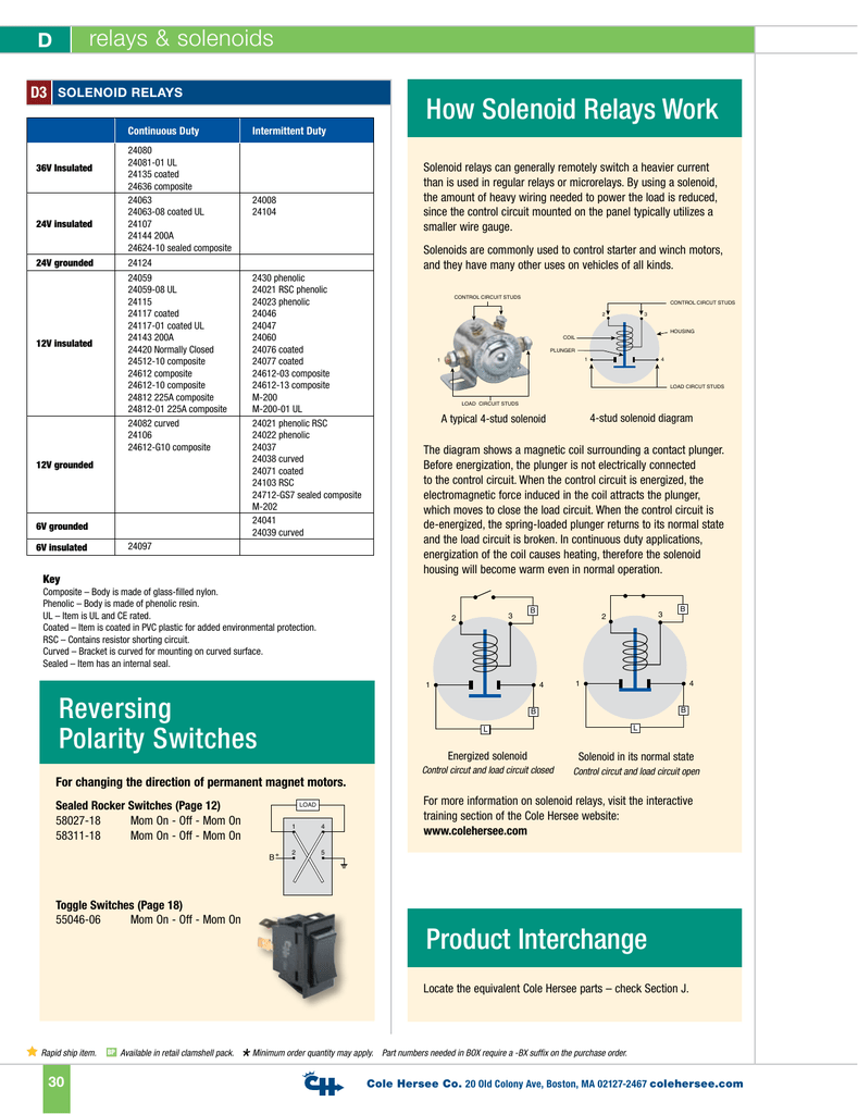 D3 solenoiD Relays How Solenoid Relays Work - Carlton cole hersee 24059 wiring diagram 