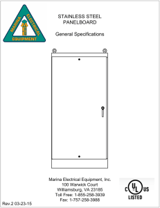 STAINLESS STEEL PANELBOARD General Specifications