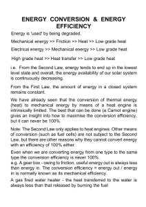 Energy conversion and energy efficiency