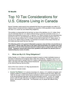 Top 10 Tax Considerations for U.S. Citizens Living in Canada
