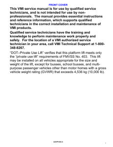 This VMI service manual is for use by qualified service technicians