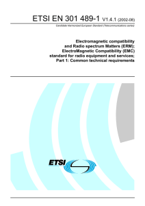EN 301 489-1 - V1.4.1 - Electromagnetic compatibility and Radio