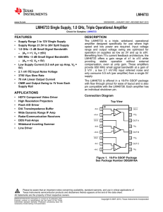 LMH6733 Single Supply, 1.0 GHz, Triple Operational Amplifier (Rev