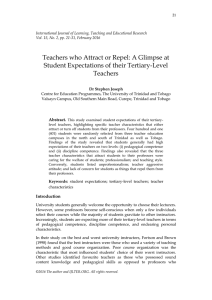 Teachers who Attract or Repel: A Glimpse at Student Expectations of