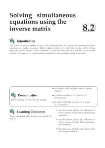 Solving simultaneous equations using the inverse matrix