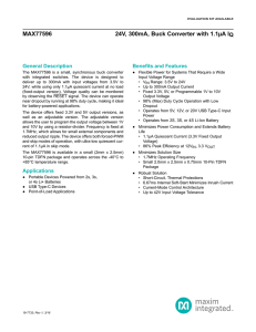 MAX77596 24V, 300mA, Buck Converter with 1.1µA IQ