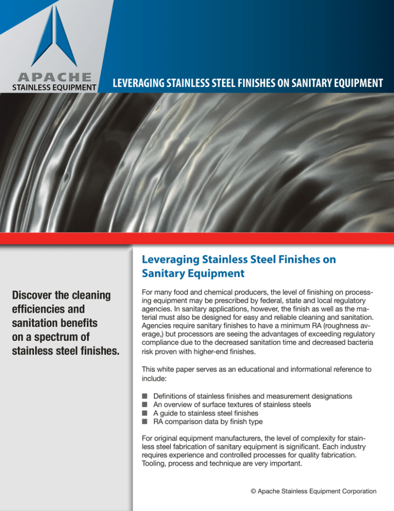 leveraging stainless steel finishes on sanitary equipment