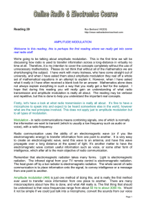 Reading 29 AMPLITUDE MODULATION Welcome to this reading