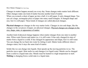 Changes in matter happen around you every day. Some changes