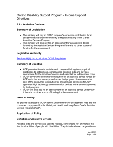 Income Support Directive 9.6 - Assistive Devices