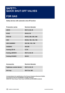 SAFETY- QUICK SHUT-OFF VALVES FOR GAS