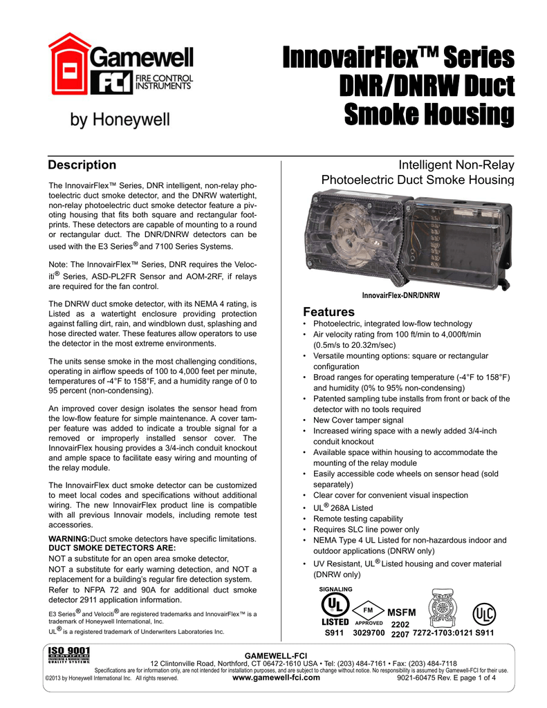 Innovairflex Series Dnr Dnrw Duct Smoke Housing