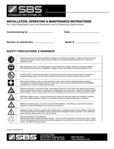 Valve Regulated Lead Acid Battery User`s Manual by Storage