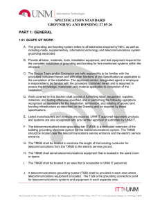 specification standard grounding and bonding