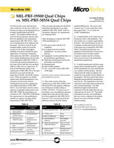 MIL-PRF-19500 Qual Chips vs. MIL-PRF-38534 Qual