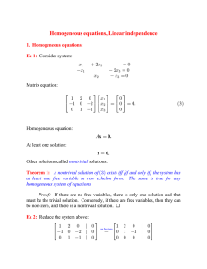 Homogeneous equations, Linear independence