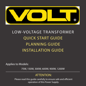 low-voltage transformer quick start guide planning guide installation