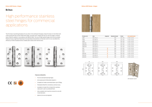 High performance stainless steel hinges for commercial applications
