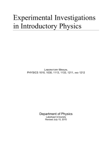 Experimental Investigations in Introductory Physics