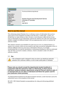 How to use this manual - University of Leicester
