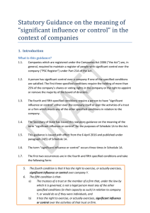 Statutory Guidance on the meaning of “significant influence or