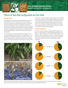 Effects of Twin Row Configuration on Corn Yield