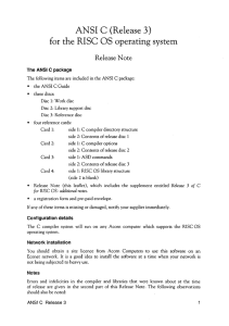 ANSI C (Release 3) for the RISC OS operating system