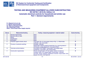 TESTING AND MEASURING EQUIPMENT/ALLOWED