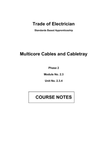 Trade of Electrician Multicore Cables and Cabletray COURSE NOTES