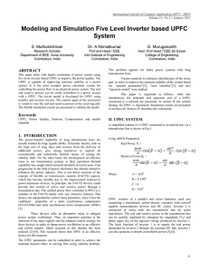 Modeling and Simulation Five Level Inverter based UPFC System