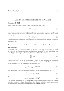 Lecture 7: Numerical solution of ODEs I