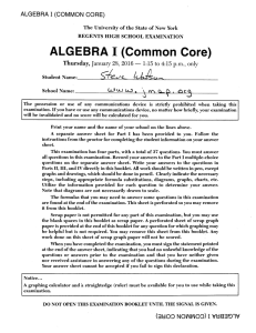 ALGEBRA I (Common Core)