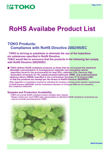 RoHS Available Product List
