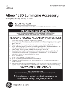 GE LED Luminaire Albeo Emegency Battery Backup Module