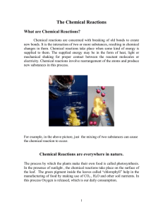 The Chemical Reactions What are Chemical Reactions?