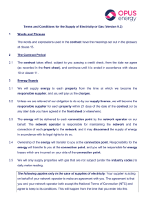 Terms and Conditions for the Supply of Electricity or Gas (Version