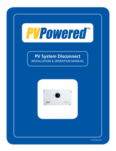 PV System Disconnect INSTALLATION