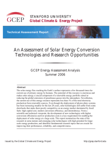 An Assessment of Solar Energy Conversion Technologies and