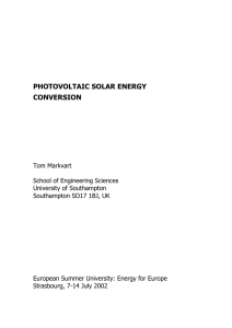 photovoltaic solar energy conversion