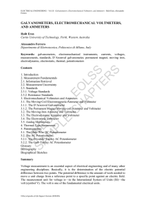 Galvanometers, Electromechanical Voltmeters, and Ammeters