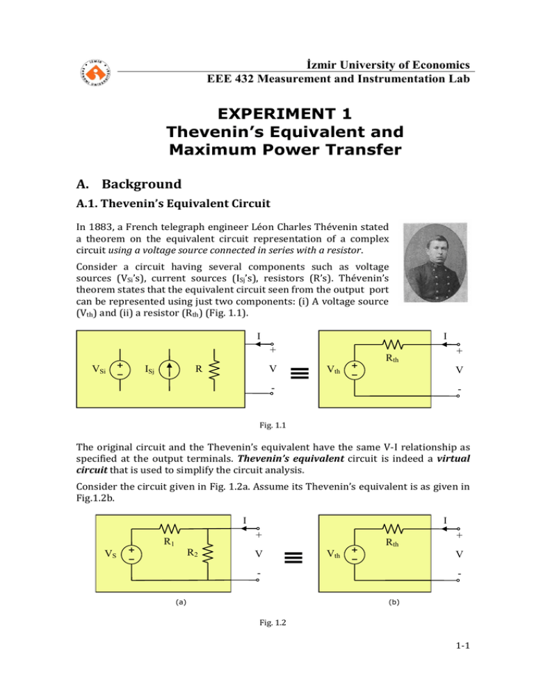 Thevenin`s Equivalent And Maximum Power Transfer