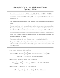 Sample Math 115 Midterm Exam Spring, 2016