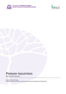 primary industries - WACE - School Curriculum and Standards