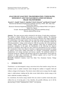 analysis of load test, transformation, turns ratio, efficiency and