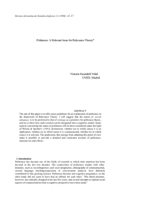 Politeness: A Relevant Issue for Relevance Theory* Victoria