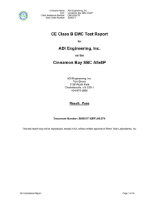 CE Class B EMC Test Report ADI Engineering, Inc. Cinnamon Bay