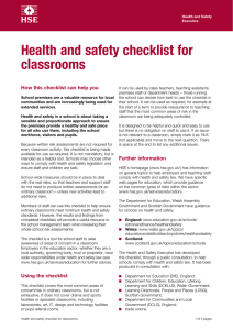 Health and safety checklist for classrooms