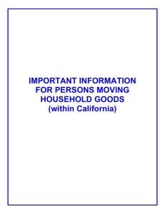 Important Information for Persons Moving Household Goods