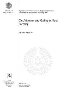 On Adhesion and Galling in Metal Forming